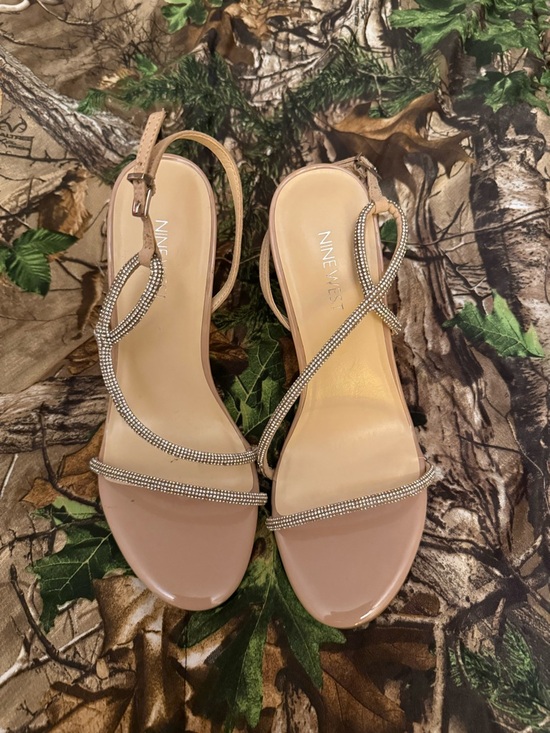 Nine West Shoes - Nine West Blush Strappy Heels with Rhinestone Accent
